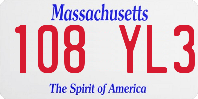 MA license plate 108YL3