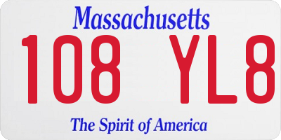 MA license plate 108YL8