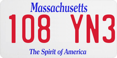 MA license plate 108YN3