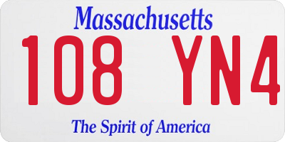 MA license plate 108YN4