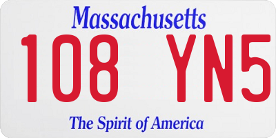 MA license plate 108YN5