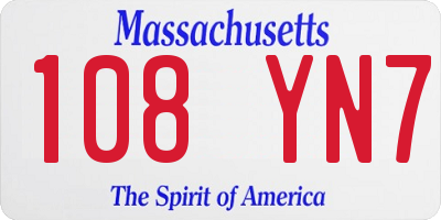 MA license plate 108YN7