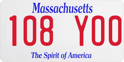 MA license plate 108YO0