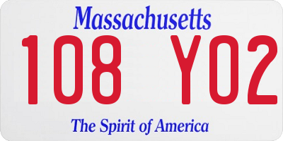 MA license plate 108YO2