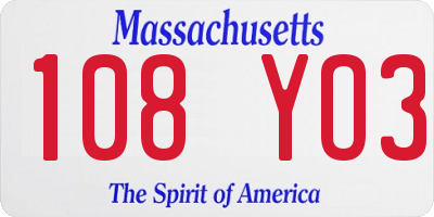 MA license plate 108YO3