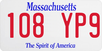 MA license plate 108YP9