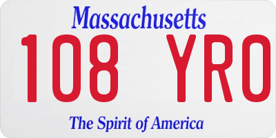 MA license plate 108YR0