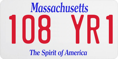 MA license plate 108YR1
