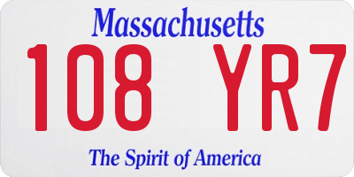MA license plate 108YR7
