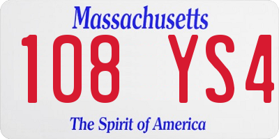 MA license plate 108YS4