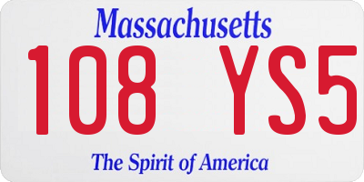 MA license plate 108YS5
