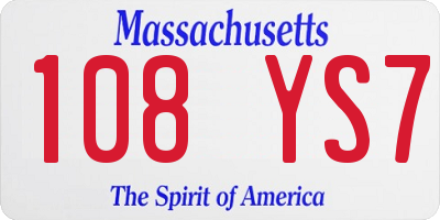 MA license plate 108YS7
