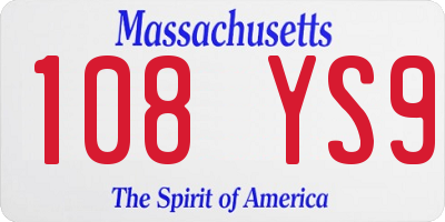 MA license plate 108YS9