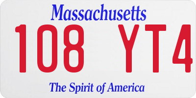 MA license plate 108YT4
