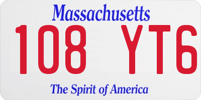 MA license plate 108YT6