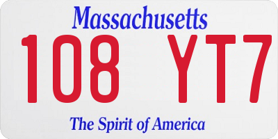 MA license plate 108YT7