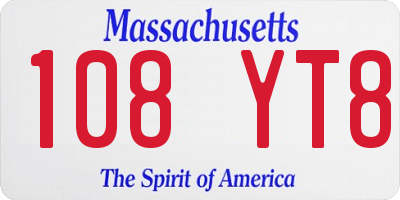 MA license plate 108YT8