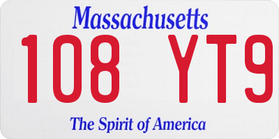 MA license plate 108YT9