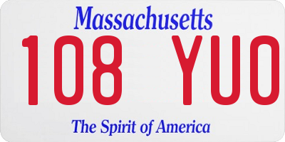 MA license plate 108YU0