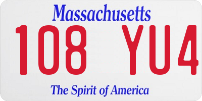 MA license plate 108YU4