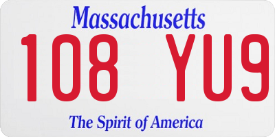 MA license plate 108YU9