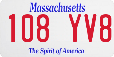 MA license plate 108YV8