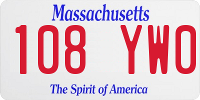 MA license plate 108YW0