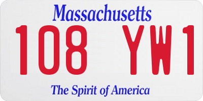 MA license plate 108YW1