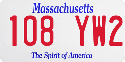 MA license plate 108YW2