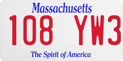 MA license plate 108YW3