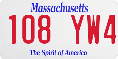 MA license plate 108YW4