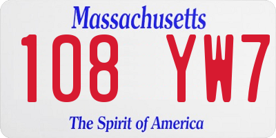 MA license plate 108YW7