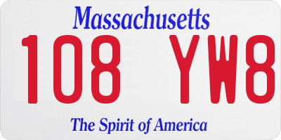 MA license plate 108YW8