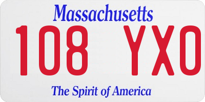 MA license plate 108YX0