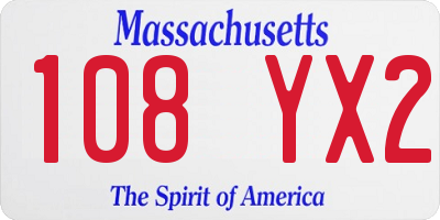 MA license plate 108YX2