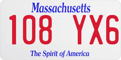 MA license plate 108YX6