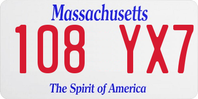 MA license plate 108YX7