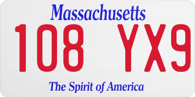 MA license plate 108YX9