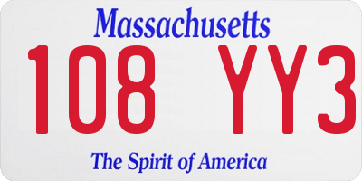MA license plate 108YY3