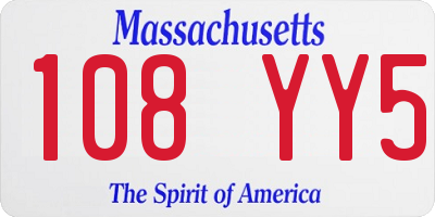 MA license plate 108YY5