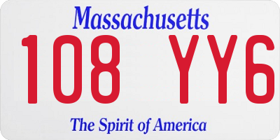 MA license plate 108YY6