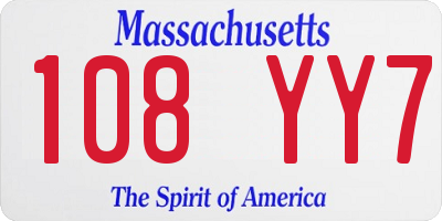 MA license plate 108YY7