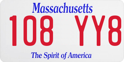 MA license plate 108YY8