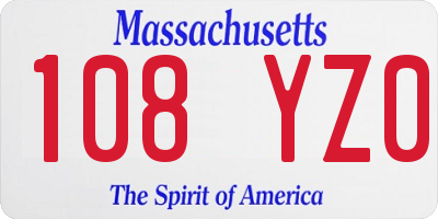 MA license plate 108YZ0