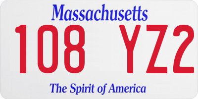 MA license plate 108YZ2