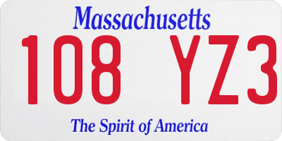 MA license plate 108YZ3