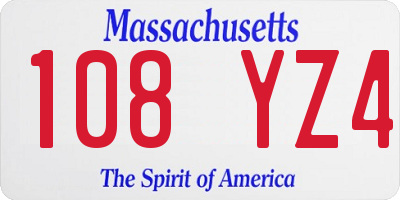 MA license plate 108YZ4
