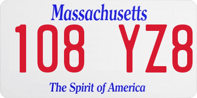 MA license plate 108YZ8