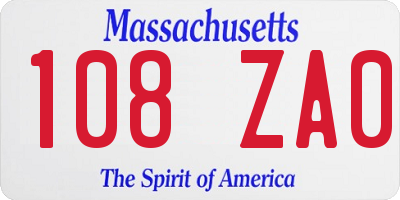 MA license plate 108ZA0