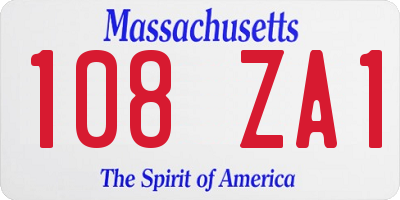 MA license plate 108ZA1